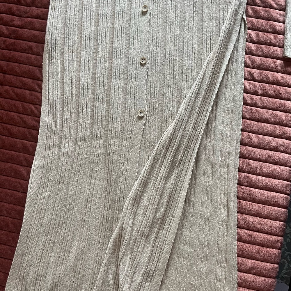 Free People Beige Ribbed Long Cardigan - Picture 4 of 9